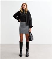 Women's Tall Grey Ribbed Mini Skirt New Look