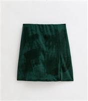 Women's Tall Dark Green Split Hem Velvet Mini Skirt New Look
