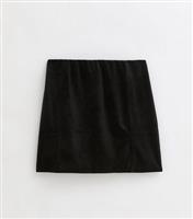 Women's Petite Black Split Hem Velvet Mini Skirt New Look