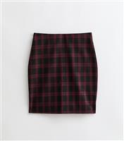 Women's Tall Red Checked Tube Skirt New Look