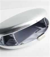 Silver Oval Box Clutch Bag New Look