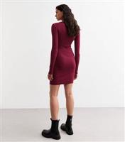 Women's Tall Red Ribbed Jersey Mini Dress New Look