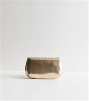 Gold Diamant Embellished Faux Leather Clutch New Look