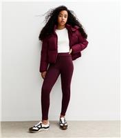 Girls' Burgundy High Waist Sports Leggings New Look