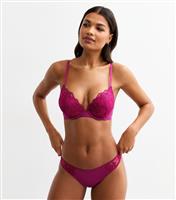 Women's Burgundy Floral Embroidered Mesh Brazilian Briefs New Look