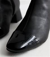 Women's Black Leather Look Toecap Ankle Boots Vegan New Look