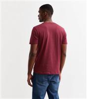 Men's Burgundy Regular Home For Christmas Print T-Shirt New Look