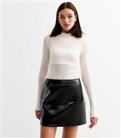 Women's Black Vinyl Faux Leather Micro Mini Skirt New Look
