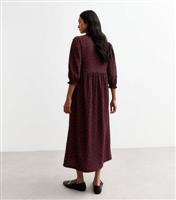 Women's Red Crinkle Spot Midi Smock Dress New Look