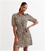 Women's Brown Animal Print Mini Dress New Look