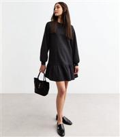 Women's Black Drop Waist Jersey Sweat Mini Dress New Look