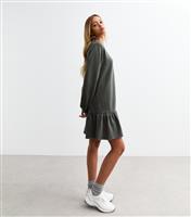 Women's Grey Drop Waist Jersey Sweat Mini Dress New Look