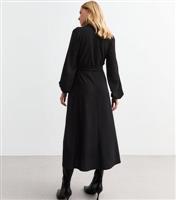 Women's Black Side Slit Midi Dress New Look