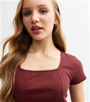 Girls' Red Lace Trim Corset Top New Look