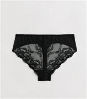 Women's Plus Size Black High Waisted Lace Thong Curves New Look