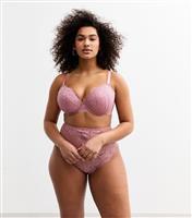 Women's Plus Size Pink Lace Plunge Bra Curves New Look