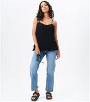 Women's Black Diamante Trim Pleated Top Gini London New Look