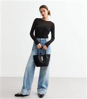 Women's Black Ruched Front Bodysuit New Look
