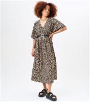 Women's Brown Animal Print Midi Dress Gini London New Look