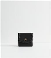 Black Grained Faux Leather Whipstitched Purse New Look
