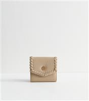 Mink Grained Faux Leather Whipstitched Purse New Look