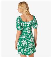 Women's Green Floral Mini Milkmaid Dress Apricot New Look