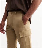 Men's Camel Regular Cotton Cargo Trousers Jack & Jones New Look
