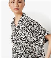 Women's Black Zebra Print Roll Sleeve Shirt Apricot New Look
