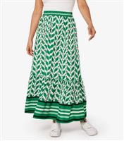 Women's Green Leaf Geo Print Midi Skirt Apricot New Look