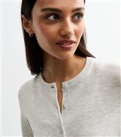 Women's Light Grey Crew Neck Button Up Cardigan New Look