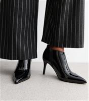 Women's Black Stiletto Heel Court Boots Vegan New Look