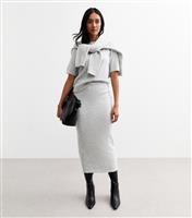 Women's Grey Knitted Midi Skirt New Look