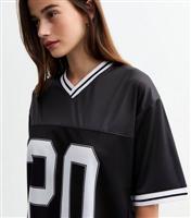 Women's Black Airtex American Football T-Shirt New Look