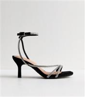 Women's Wide Fit Black Diamant Embellished Sandals Vegan New Look
