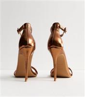 Women's Bronze Back Counter Stiletto Heel Sandals Vegan New Look