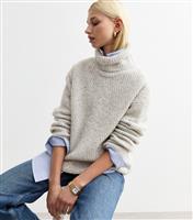 Women's Pale Grey Slouchy Roll Neck Jumper New Look