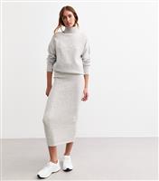 Women's Tall Light Grey Knit Midi Skirt New Look
