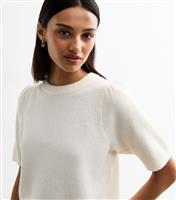 Women's Off White Puff Sleeve Knit Top New Look