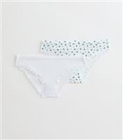 Girls' Pack of 2 White and Floral Print Briefs New Look