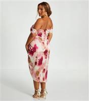 Women's Plus Size Pink Marble Midi Dress Curves Quiz New Look