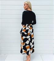 Women's Black Geometric Print Midi Dress AX Paris New Look