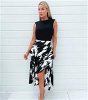 Women's Black Printed Skirt Midi Dress AX Paris New Look
