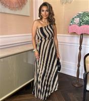 Women's Beige Striped One Shoulder Midaxi Dress AX Paris New Look