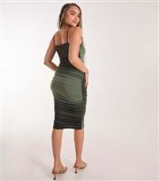 Women's Green Ombr Stretch Mesh Midi Dress Pink Vanilla New Look