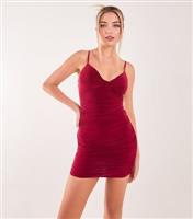 Women's Red Twisted Neckline Jersey Mini Dress Pink Vanilla New Look