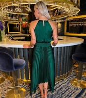 Women's Green Pleated Halter Midi Dress AX Paris New Look