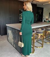 Women's Green Tie Waist Long Sleeve Midi Dress AX Paris New Look