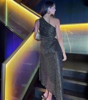 Women's Gold Plisse Pleat One Shoulder Midi Dress AX Paris New Look