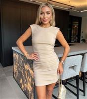 Women's Champagne Sparkle Sleeveless Mini Bodycon Dress AX Paris New Look