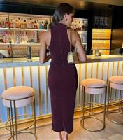 Women's Plum Sparkle Sleeveless Bodycon Midi Dress AX Paris New Look